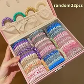 Ozdoby do włosów - TEMU 22 szt. Gumki do Włosów w Losowych Kolorach dla Kobiet, Spiralne Opaski na Telefon, Wysokie Gumki do Kucyków, Wielofunkcyjne Opaski z Mieszanych - miniaturka - grafika 1