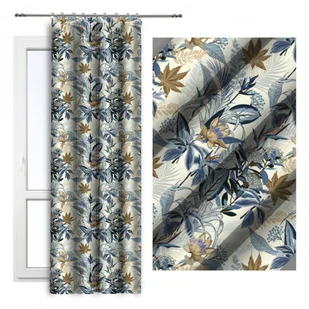 Zasłona gotowa na taśmie Niebieskie Liście 140x250 Vipro D404-303 - Zasłony Zasłona gotowa na taśmie Niebieskie Liście 140x250 Vipro D404-303 - Zasłony - miniaturka - grafika 1