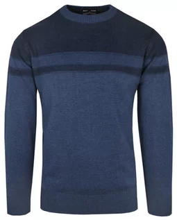Swetry męskie - Klasyczny Sweter - Wełna z Akrylem - Pako Jeans - Granatowy - grafika 1