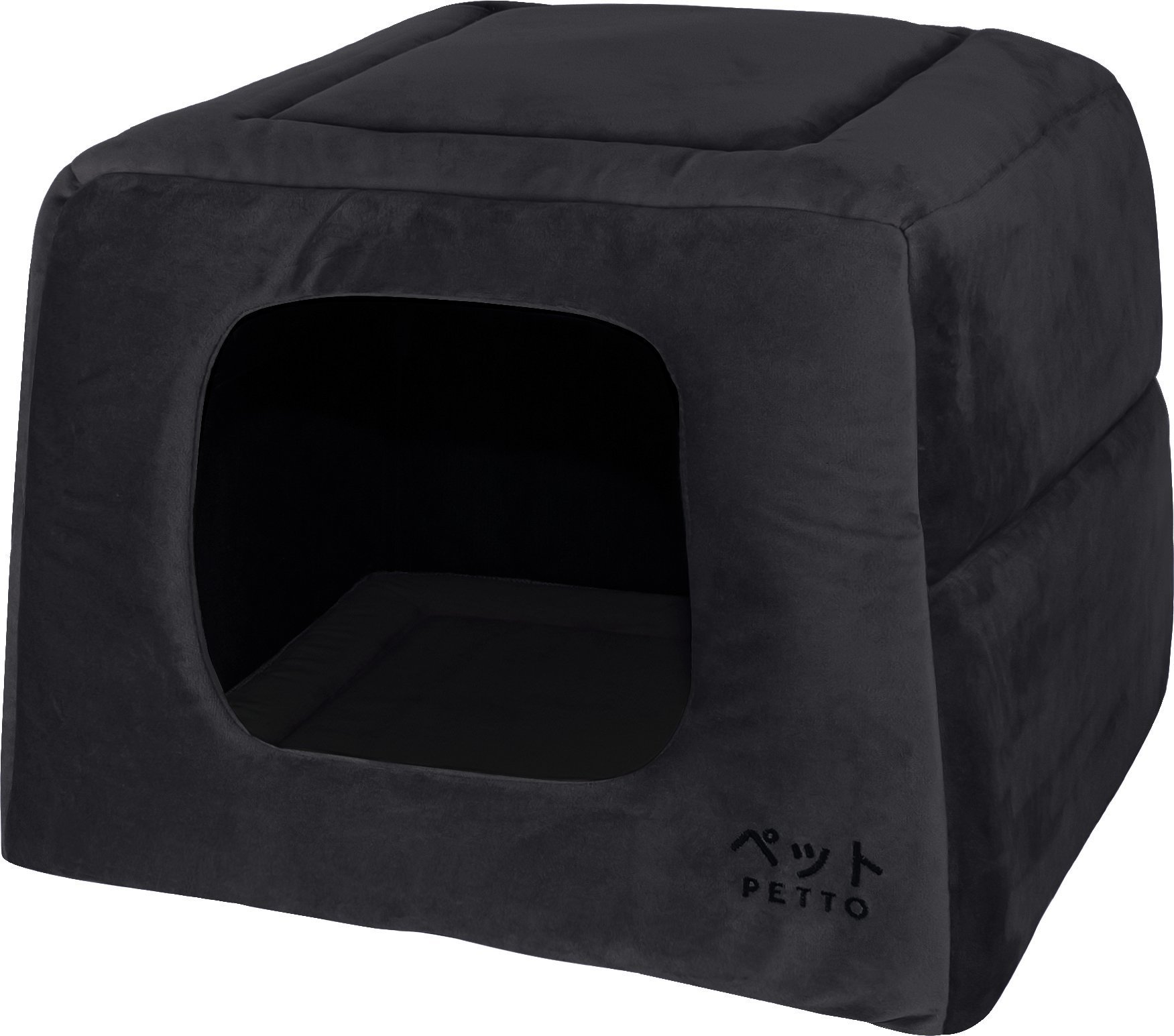 PETTO Domek legowisko 2w1 Uchi Velvet Czarny