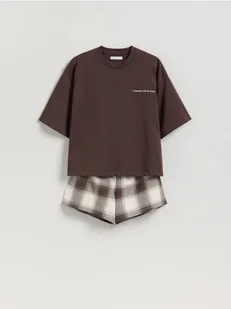 Reserved - Dwuczęściowa piżama - brązowy - Moda i Uroda OUTLET - miniaturka - grafika 1