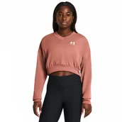 Bluzy damskie - Damska bluza dresowa nierozpinana bez kaptura Under Armour UA Rival Terry OS Crop Crw - różowa - miniaturka - grafika 1