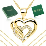 Łańcuszki - SREBRNY ŁAŃCUSZEK Z SERDUSZKIEM PRÓBA 925 POZŁACANY / ZŁOTY / CELEBRYTKA - miniaturka - grafika 1