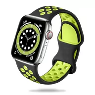 Akcesoria do smartwatchy - Sportowa gumowa opaska Apple Watch ( 38 / 40 / 41 mm ) czarno zielona - miniaturka - grafika 1