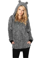 Bluzy damskie - Urban Classics Damska bluza z kapturem Melange Teddy Zip Hoody, wielokolorowy (Blk/Wht 00050), S - miniaturka - grafika 1