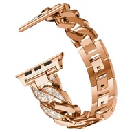 Akcesoria do smartwatchy - Pasek LUNA do Apple Watch 3/4/5/6/7/8/9/SE/SE 2/SE 2022 (38/40/41mm) A00324 Różowo-złoty - miniaturka - grafika 1