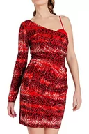 Sukienki - Pretty Darling Damska czerwona lampart wypalana aksamitna asymetryczna szyja bodycon sukienka na imprezę formalna noc, wielokolorowa, 8, multi, 34 - miniaturka - grafika 1