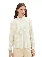 Bluzki damskie - TOM TAILOR Denim Bluzka damska, 33814 - zielony biały pasek, L - miniaturka - grafika 1