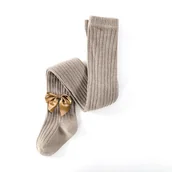 Rajstopy - Brązowe Rajtuzy Prążkowane Rajstopki Prążek Rajstopy Dziecięce Z Kokardkami 6-8L - miniaturka - grafika 1