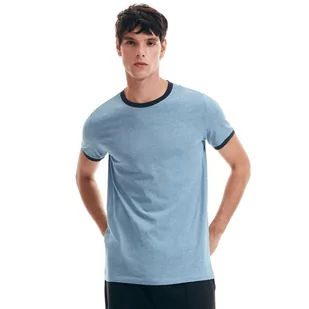 Reserved T-shirt z kontrastową lamówką - Niebieski - Koszulki męskie - miniaturka - grafika 1
