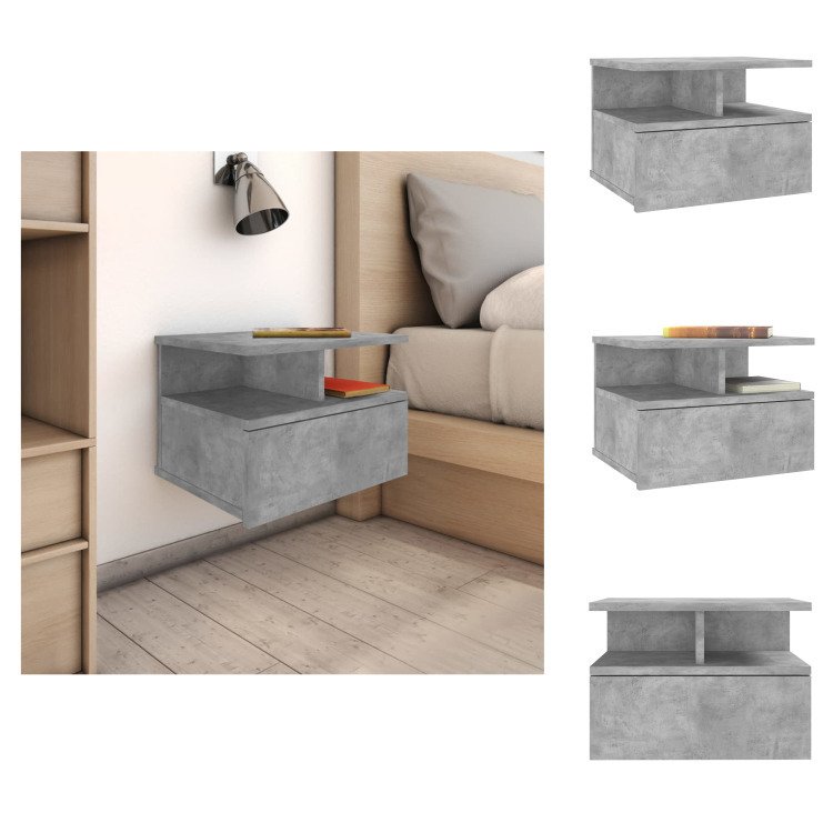 vidaXL Wisząca szafka nocna betonowa szara 40x31x27 cm materiał drewnopochodny - Szafki nocne
