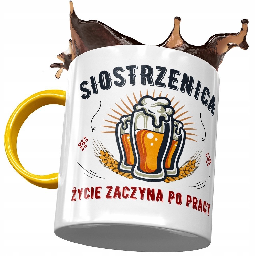 Kubek Żółty Dla Siostrzenicy na Urodziny Prezent z Nadrukiem ze Zdjęciem + Opakowanie na prezent (wzór 02)