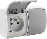 Gniazdka elektryczne - Orno Gniazdo podwójne 2x2P+Z AQUATIC, IP44, szaro-grafitowe, 10 szt. - miniaturka - grafika 1