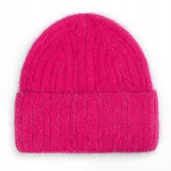 Czapki damskie - CIEPŁA CZAPKA DAMSKA WEŁNIANA OCIEPLANA ZIMOWA NA ZIMĘ 60% Angora RÓŻOWA - miniaturka - grafika 1