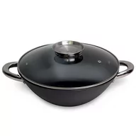 Patelnie - Kamille Wok patelnia żeliwna z powłoką marmurkową 32cm + gratisy 4807MR - miniaturka - grafika 1