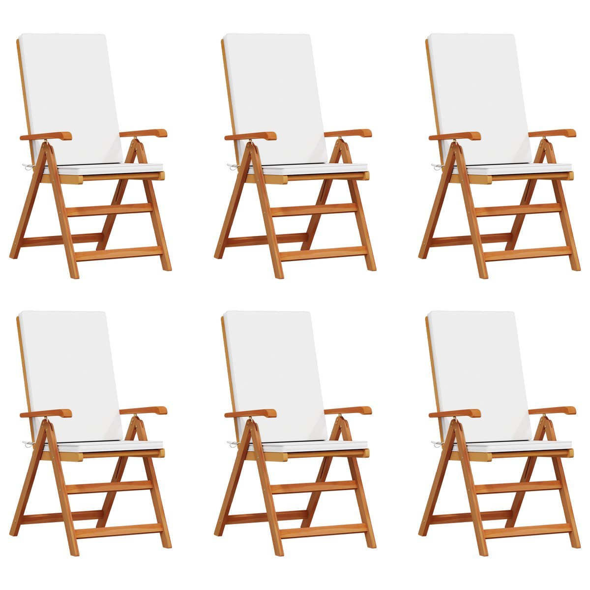 vidaXL Regulowane Krzesła Ogrodowe z Poduszkami 6 szt. z Litego Drewna Tekowego