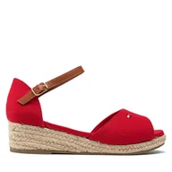 Buty dla dziewczynek - Espadryle Tommy Hilfiger Rope Wedge Sandal T3A7-32185-0048 S Czerwony - miniaturka - grafika 1