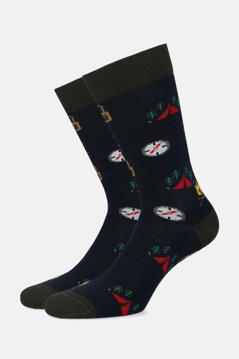Skarpety Granatowe Wzór Biwak
