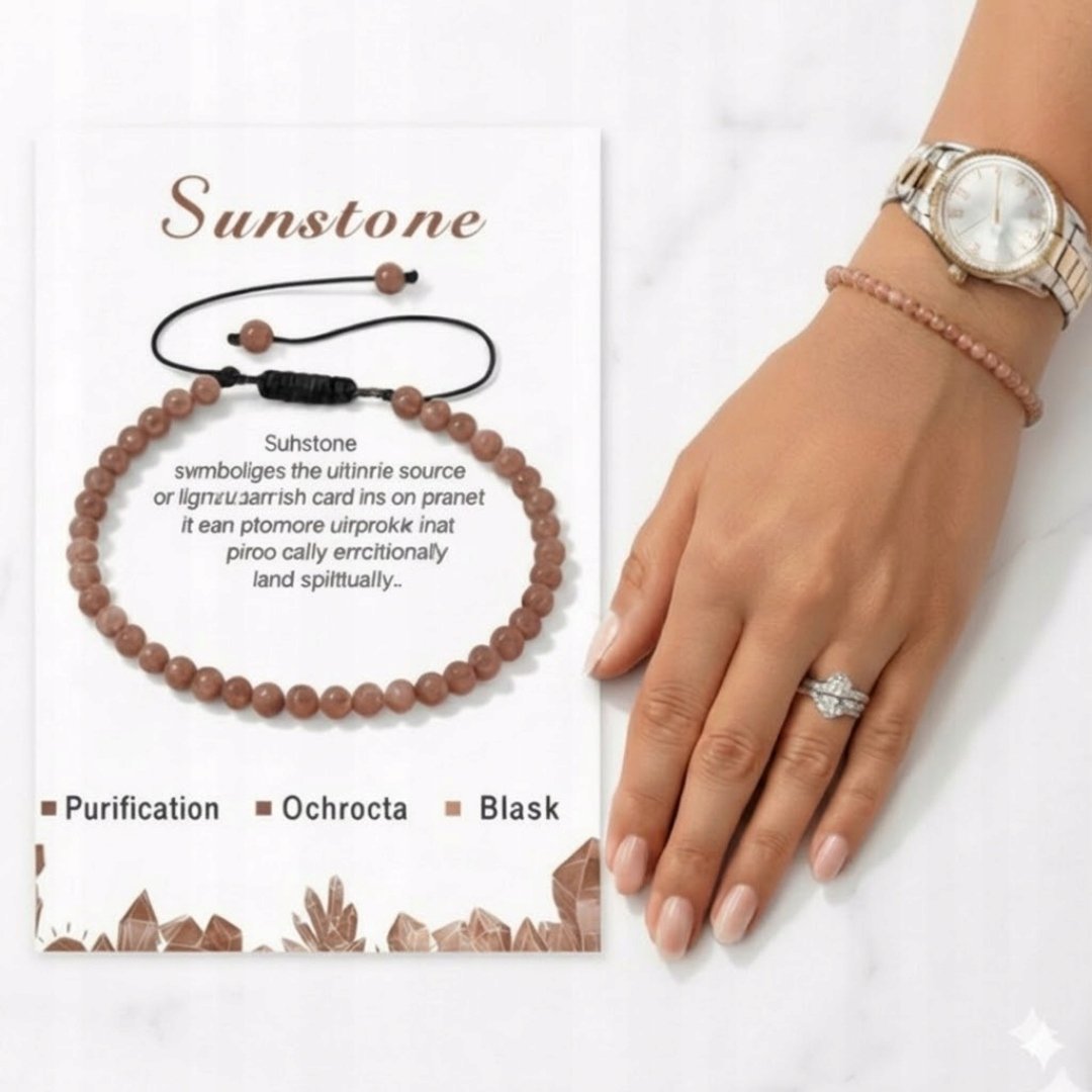 Kamień Słoneczny Bransoletka Regulowana Drobne Koraliki