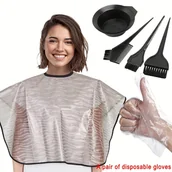 Fartuchy fryzjerskie - TEMU Zestaw do Farbowania Włosów 7-częściowy - Akcesoria Uniseksowe, Zawierające Miskę, Grzebień, Pędzel, Jednorazowe Rękawiczki, Fartuch Wodoodporny - miniaturka - grafika 1