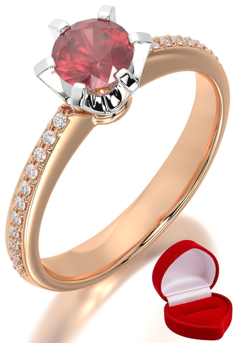 ZŁOTY PIERŚCIONEK ZARĘCZYNOWY 585 14k RUBIN 0,50 ct RÓŻOWE ZŁOTO R16