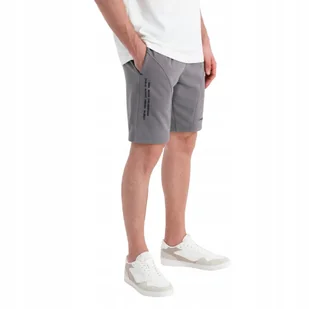 Dopasowane męskie krótkie dresowe spodenki szare szorty OM-SRSK-0138 V3 XXL - Spodenki męskie - miniaturka - grafika 1