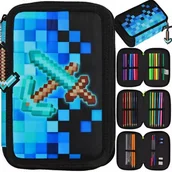 Piórniki - Starpak Piórnik Trzykomorowy z Wyposażeniem Pixel Blue 552628 - miniaturka - grafika 1