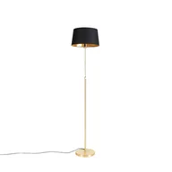 Lampy stojące - QAZQA Lampa podłogowa regulowana złota/mosiądz klosz bawełniany czarny 35cm - Parte - miniaturka - grafika 1
