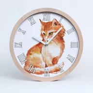 Zegary - Zegar ścienny drewniany okrągły rudy kot fi 30 cm, Tulup - miniaturka - grafika 1