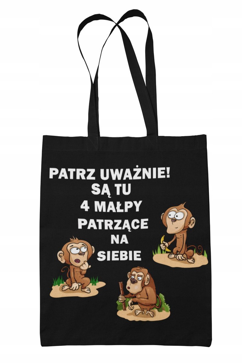 Torba Shopper-EKO-na ramie- śmieszny napis-Małpy