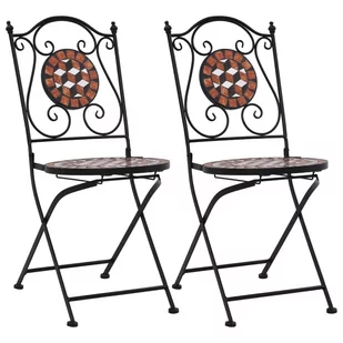 vidaXL Mozaikowe krzesła bistro, 2 szt, brązowe, ceramiczne - Fotele i krzesła ogrodowe - miniaturka - grafika 1