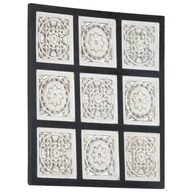Płytki ceramiczne - VidaXL Ręcznie rzeźbiony panel ścienny, MDF, 60x60x1,5cm, czarno-biały 321657 - miniaturka - grafika 1