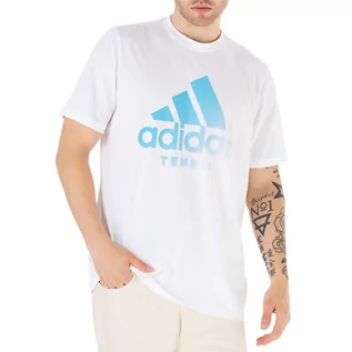 Koszulki sportowe męskie - Koszulka adidas Tennis Aeroready Graphic Tee HA0969 - biała - Adidas - grafika 1
