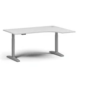 Stoły i stoliki do biura - Stół z regulacją wysokości, elektryczny, 675-1325 mm, narożnik prawy, blat 1600x1200 mm, podstawa szara, biała - miniaturka - grafika 1