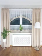 Firany - FIRANA GOTOWA DO KUCHNI Z HAFTEM MARKIZETA NA TAŚMIE ZAZDROSTKI BEŻOWA - miniaturka - grafika 1