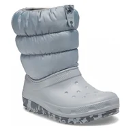 Śniegowce damskie - Dziecięce Śniegowce CROCS CLASSIC NEO PUFF BOOT K 207684-007 – Szary - miniaturka - grafika 1