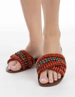 Klapki i japonki damskie - Izia Klapki Damskie Pomarańczowe Zdobione Wsuwane 40 Ż8b - miniaturka - grafika 1