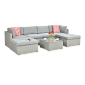 Meble ogrodowe - Narożnik z technorattanu PORTO Grey - miniaturka - grafika 1