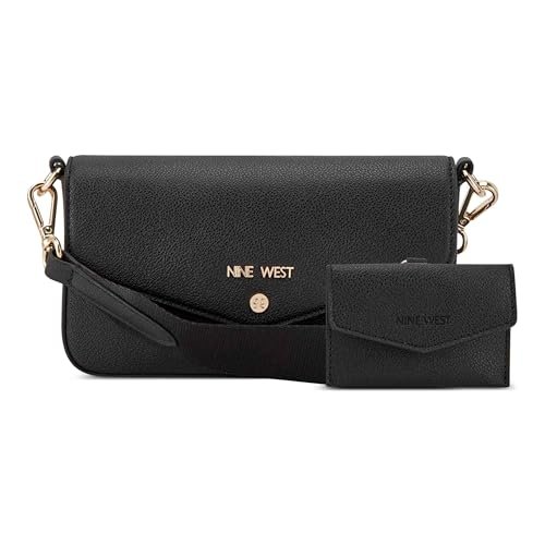 NINE WEST Damskie brzoskwinie Mini Crossbody Flap, czarny, jeden rozmiar