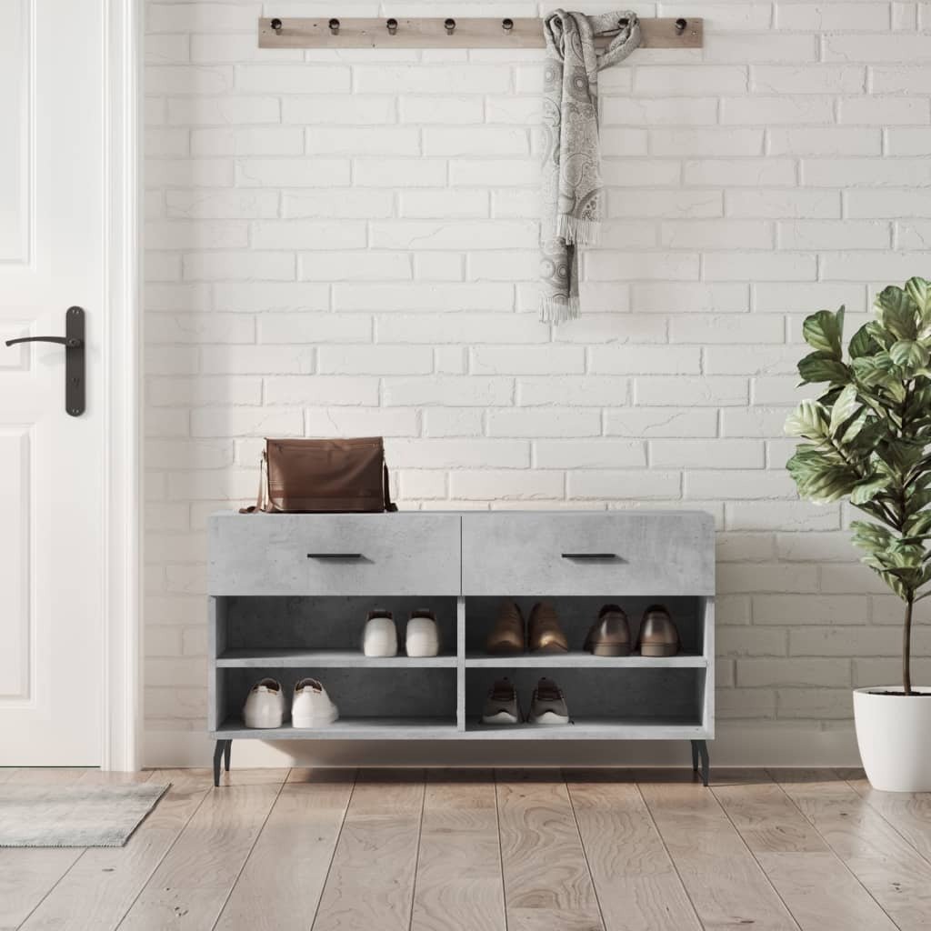 Ławka na buty beton szara 102x35x55 cm materiał drewnopochodny