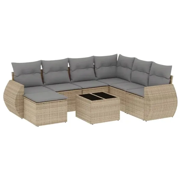 Zestaw wypoczynkowy rattan PE 7szt. 55x55 beżowy/jasnoszary