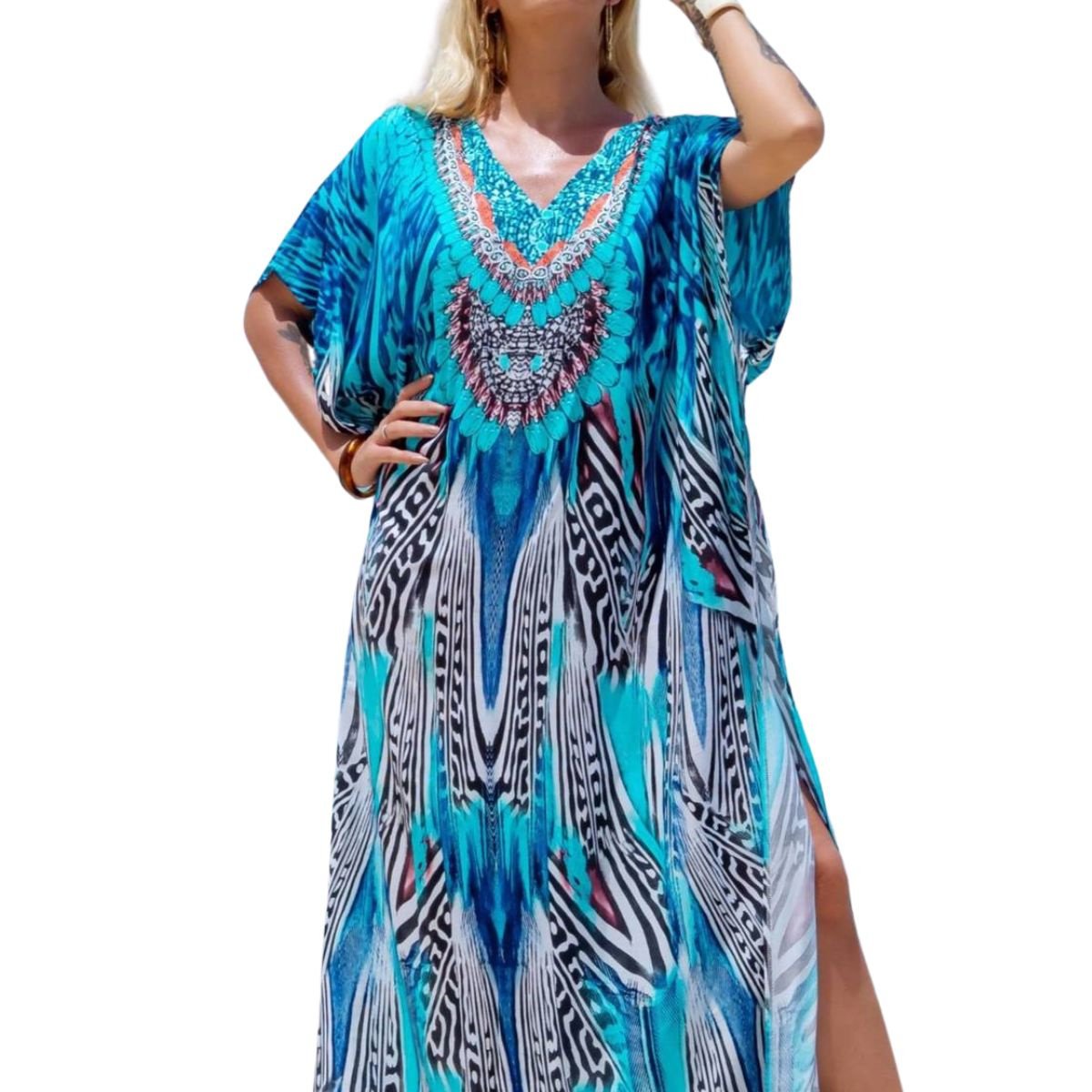 Pareo długa narzutka plażowa tunika sukienka luźna