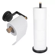 Akcesoria łazienkowe - Komplet Uchwyt Na Papier Toaletowy I Stojak Na Zapasowe Rolki Bambus - Yoka - miniaturka - grafika 1