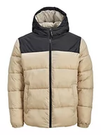 Kurtki męskie - Bestseller A/S Męska kurtka puchowa JJETOBY Puffer Hood SN, Crockery/Detail:Black Blocking, M, Crockery/Detail:black Blocking - miniaturka - grafika 1