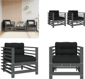 Fotele i krzesła ogrodowe - vidaXL Krzesła ogrodowe z poduszką 2 szt. Szare, lite drewno sosnowe - Krzesło ogrodowe - Krzesła ogrodowe - Krzesło ogrodowe - Krzesło ogrodowe - Krzesło tarasowe - miniaturka - grafika 1