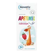 Witaminy i minerały - Novativ Kids Apetimil Syrop o smaku malinowym, 120ml - miniaturka - grafika 1