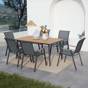 Zestaw mebli jadalnianych NOVA DINING 6+1 Dark Grey - Focus Garden - Meble ogrodowe - miniaturka - grafika 1