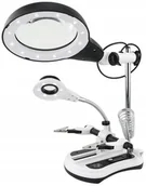 Mikroskopy i lupy - LUPA SZKŁO POWIĘKSZAJĄCE 108mm/2,5X + 30mm/10X + TRZECIA RĘKA LAMPA LED - miniaturka - grafika 1