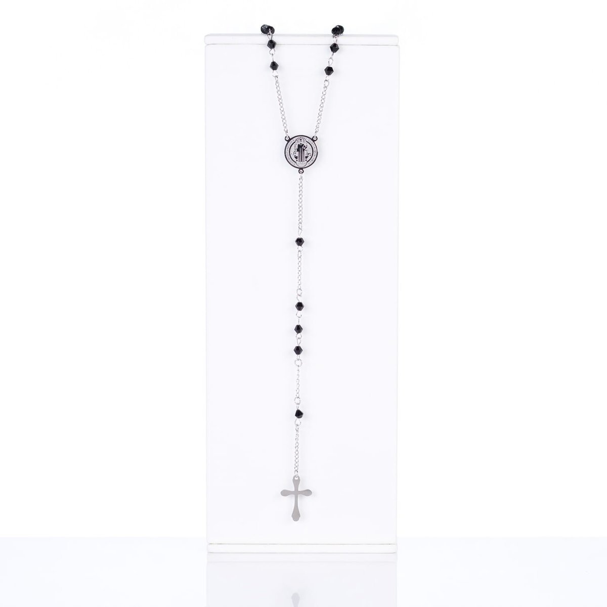 Różaniec - naszyjnik - św. Benedykt - Acciaio