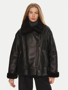 Serge Pariente Kożuch Christelle Czarny Regular Fit - Płaszcze damskie - miniaturka - grafika 1